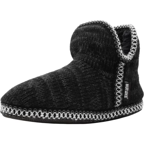 MUK LUKS Womens Amira Short Slipper BootieBlackGrey Marl