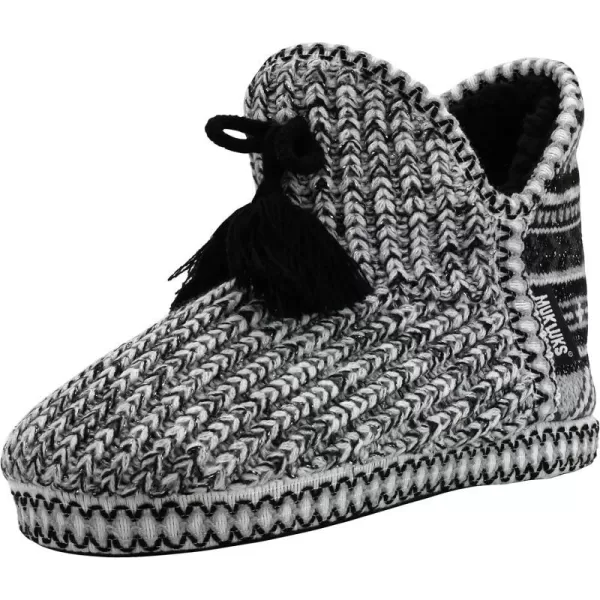 MUK LUKS Womens Amira Short Slipper BootieBlackWhite Boho