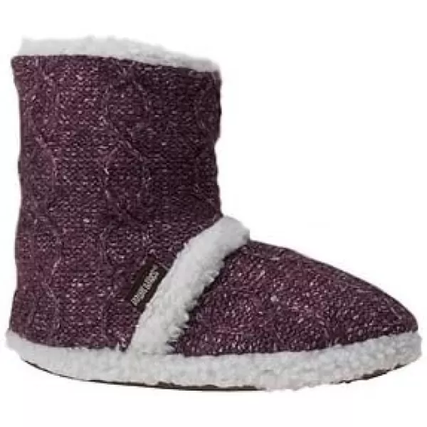 MUK LUKS Womens Cable Knit Sherpa BootPlum