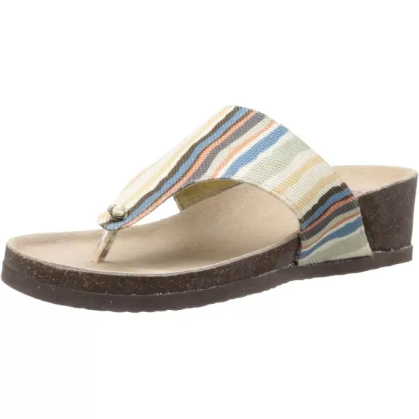 MUK LUKS Womens Cara Wedge SandalBlue Stripe