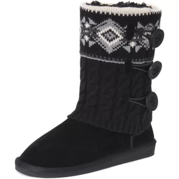 MUK LUKS Womens Cheryl Fashion BootsBlack Geo Cable