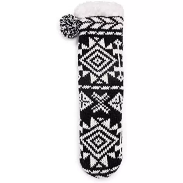 MUK LUKS Womens Chunky Slipper SocksEbonyIvory