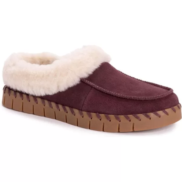 MUK LUKS Womens Flexi Buffalo Shoe ClogBordeaux