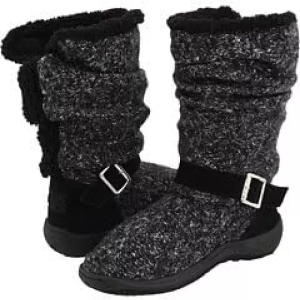 MUK LUKS Womens Fluffy Cable Knit Belted Scrunch BootFluffy CableBlack