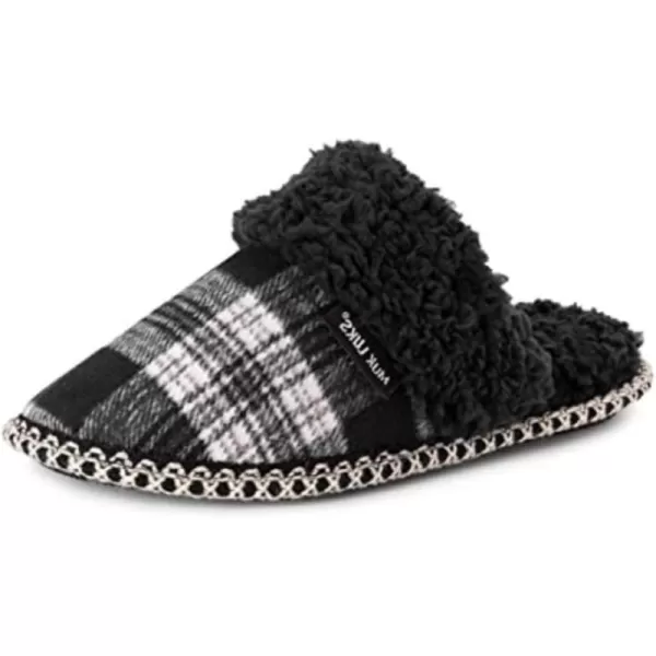 MUK LUKS Womens Frida Scuff SlippersBlack Plaid