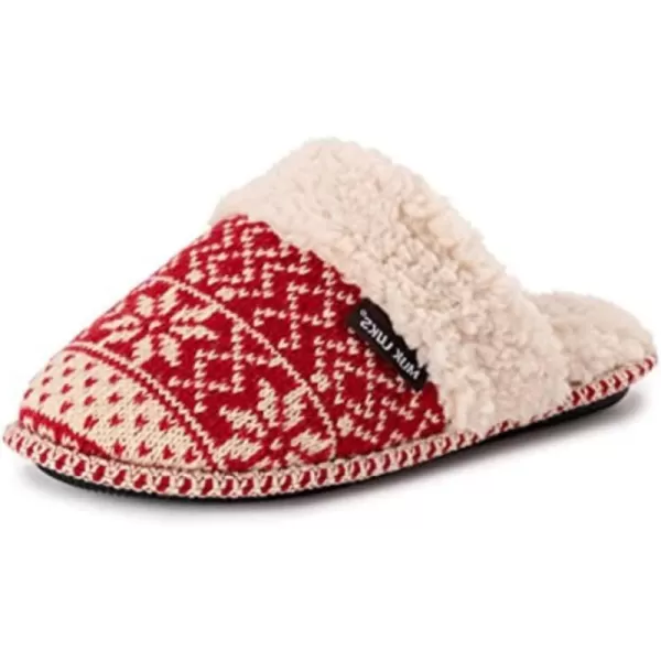 MUK LUKS Womens Frida Scuff SlippersRed Snowflake