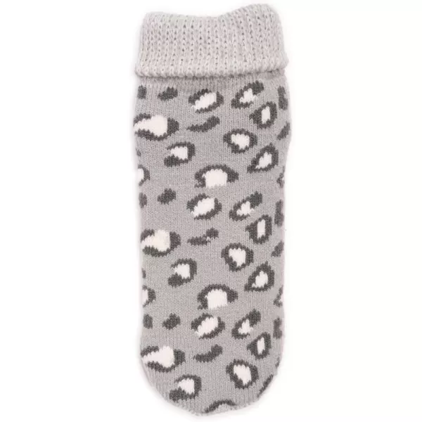 MUK LUKS Womens Heat Retainer Slipper SocksGrey Leopard