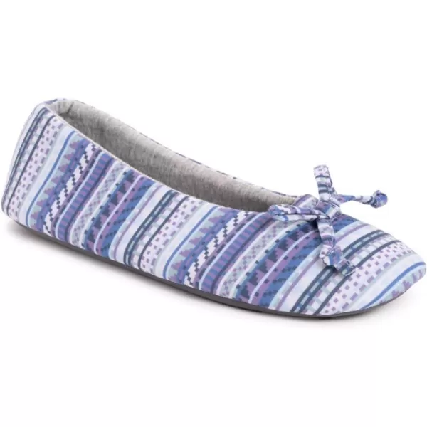 MUK LUKS Womens Jolee Jersey Ballerina Slipper BlueGreenBlueGreen