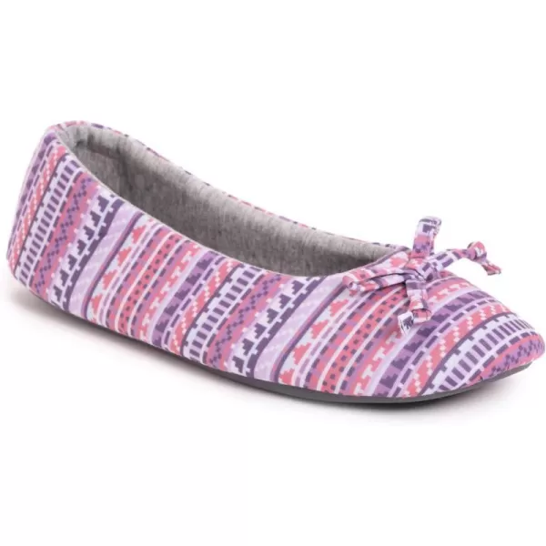 MUK LUKS Womens Jolee Jersey Ballerina SlipperPinkGrey