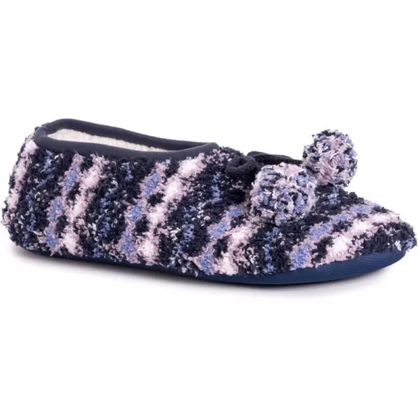 MUK LUKS Womens Novelty Ballerina Slipper SockNavyLavender