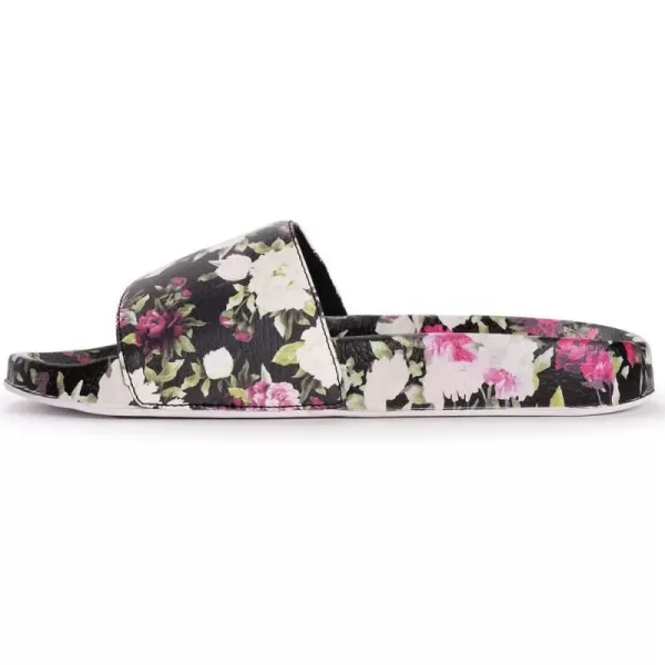 MUK LUKS Womens Pool Party Slide SandalBlack Floral