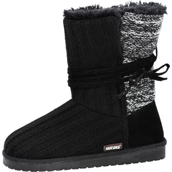 MUK LUKS Womens Pull on Fashion BootBlackGrey Marl