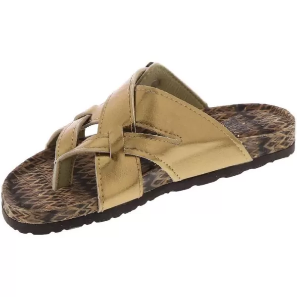 MUK LUKS Womens Shayna Terra Turf Flat SandalsBronze