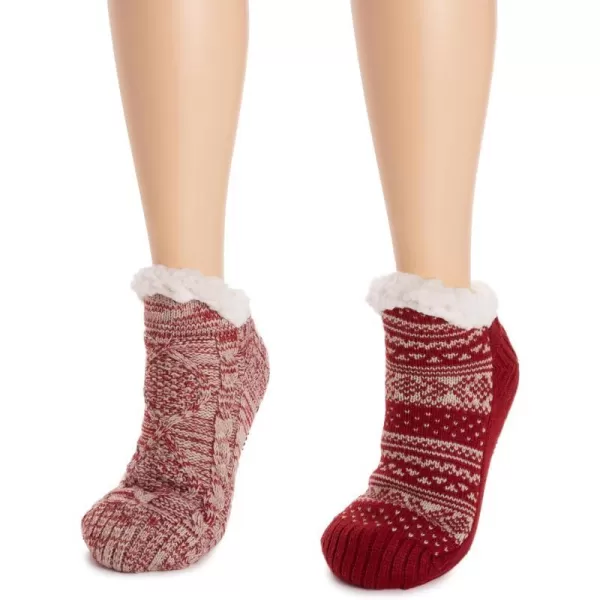 MUK LUKS Womens Shortie Cabin Sock 2 Pair PackC AppleOat