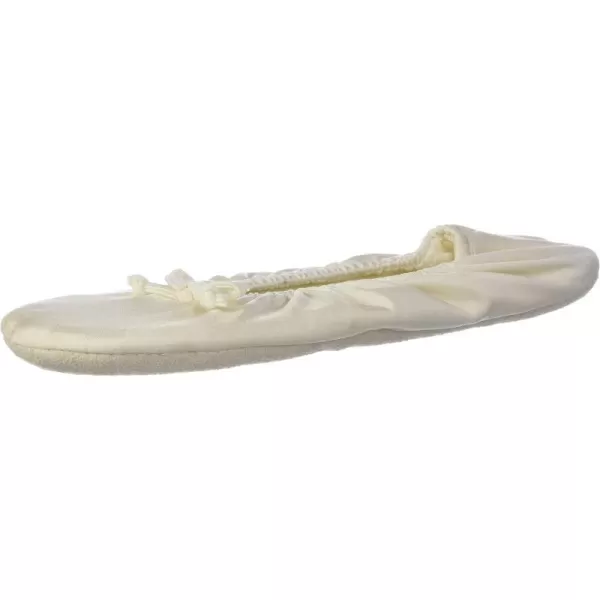 MUK LUKS Womens Stretch Satin Ballerina SlipperIvory