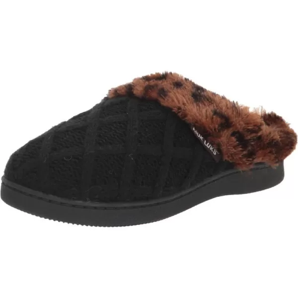 MUK LUKS Womens Suzanne Clog SlippersBlackLeopard