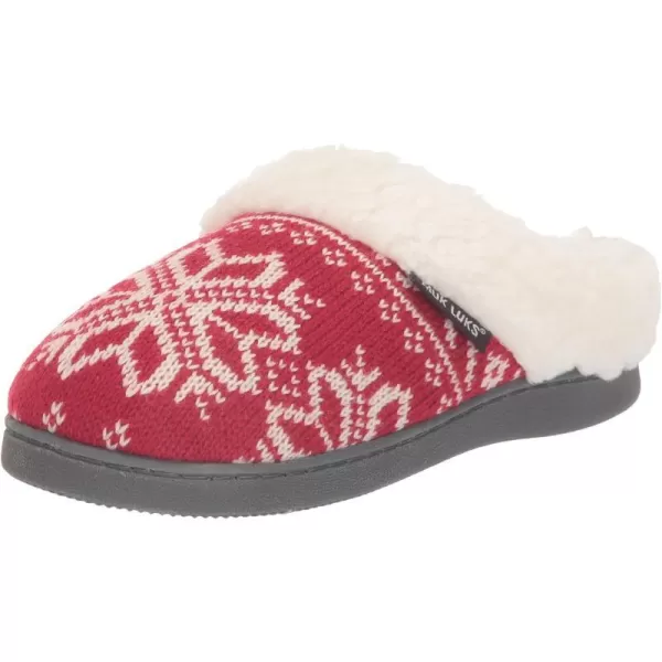 MUK LUKS Womens Suzanne Clog SlippersRed Snowflake