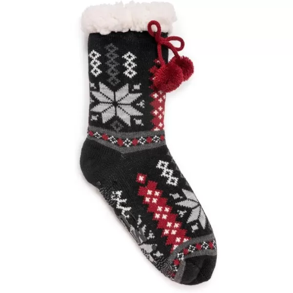 MUK LUKS Womens Tall Cabin Sox 1 Pair PackEbony Snowflake