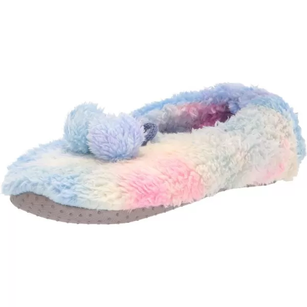 MUK LUKS Womens Tie Dye Ballerina Slipper SockPurpleBlue