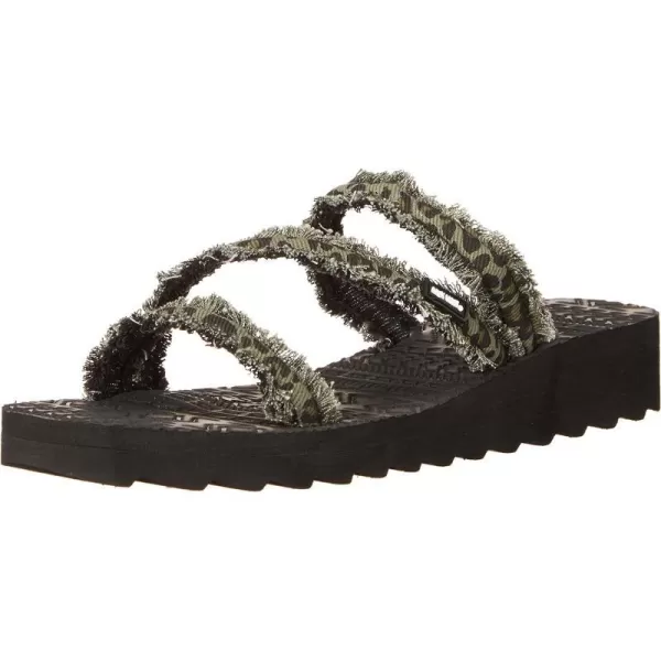 MUK LUKS Womens Wave Riptide SandalsOlive Leopard