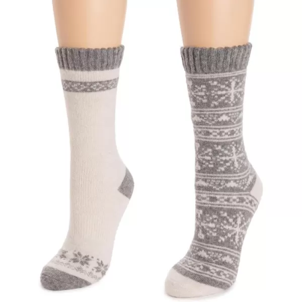 MUK LUKS Womens Wool Socks 2 Pair PackMd Grey Heather