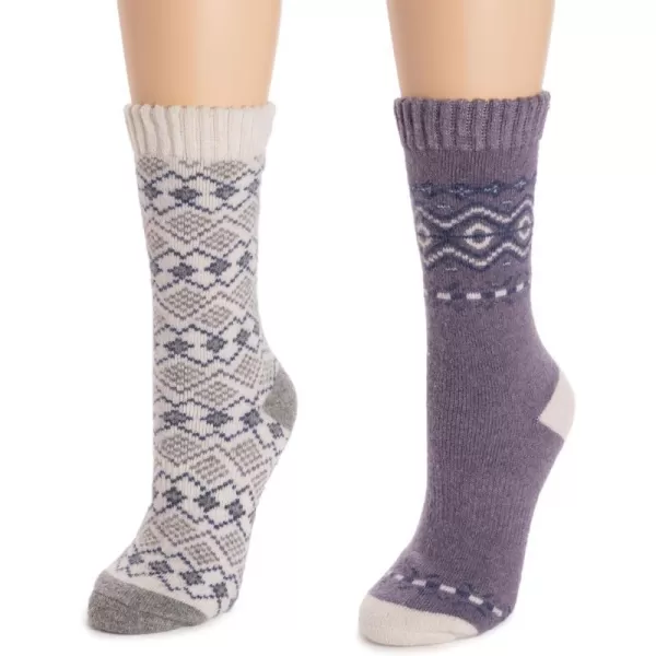 MUK LUKS Womens Wool Socks 2 Pair PackPurple Swtr Frs