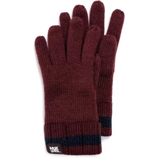 MUK LUKS mens Mens Ribbed GlovesOxbloodNavy