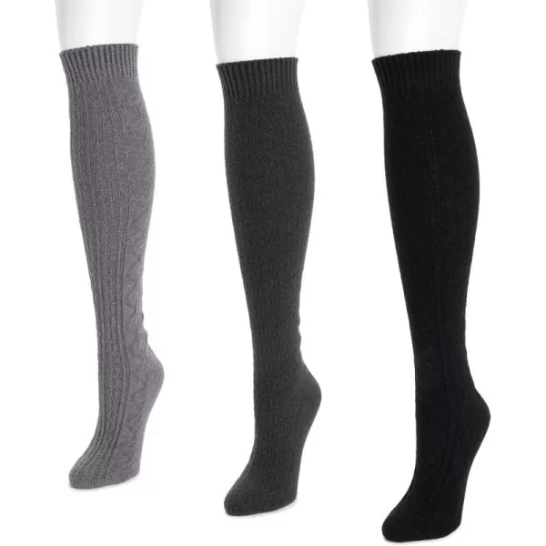 MUK LUKS womens Womens 3 Pair Pack Knee High SocksDark Neutral