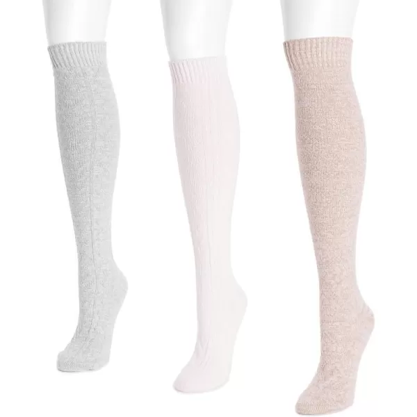 MUK LUKS womens Womens 3 Pair Pack Knee High SocksLight Neutral