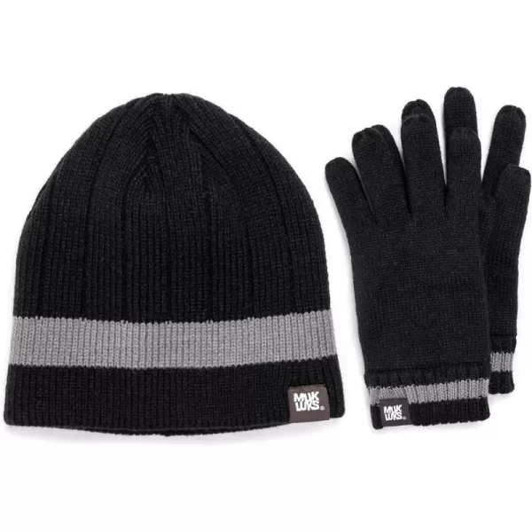 MUKLUK Mens Beanie and Glove Set EbonyGray One Size Fits MostMUKLUK Mens Beanie and Glove Set EbonyGray One Size Fits Most