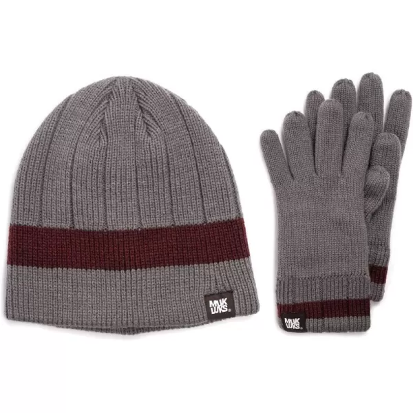 MUKLUK Mens Beanie and Glove Set ShadowChianti One Size Fits MostMUKLUK Mens Beanie and Glove Set ShadowChianti One Size Fits Most