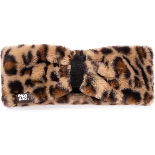 MUKLUK Womens Fur HeadbandLeopardBlack