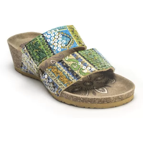 Muk Luks Womens Ava Terra Turf Wedge SandalGreen