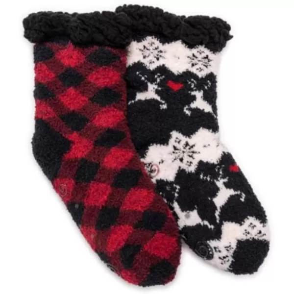 Muk Luks Womens Cabin Socks 2 PairsBlack