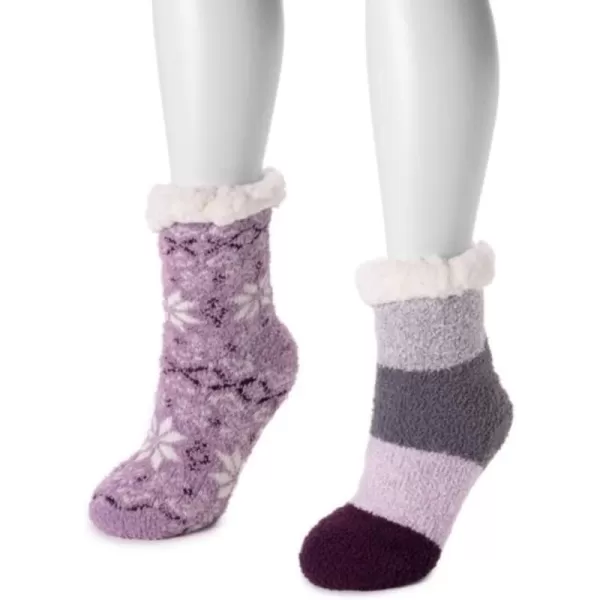 Muk Luks Womens Cabin Socks 2 PairsPurple