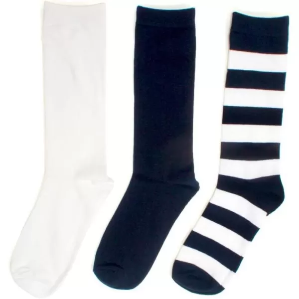 Muk Luks Womens Game Day Sport Crew Socks Pack of Three PairsNavyWhite