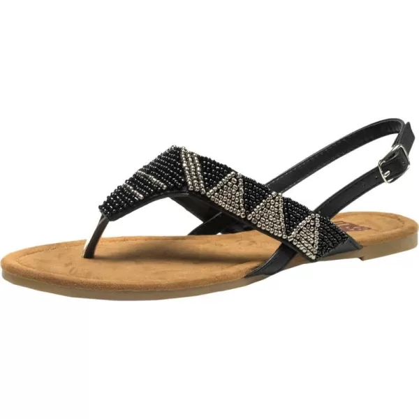 Muk Luks Womens Jamie Beaded Flat SandalBlack