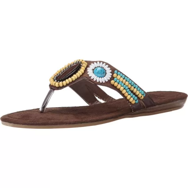 Muk Luks Womens Ruby Beaded Flip FlopDark Brown