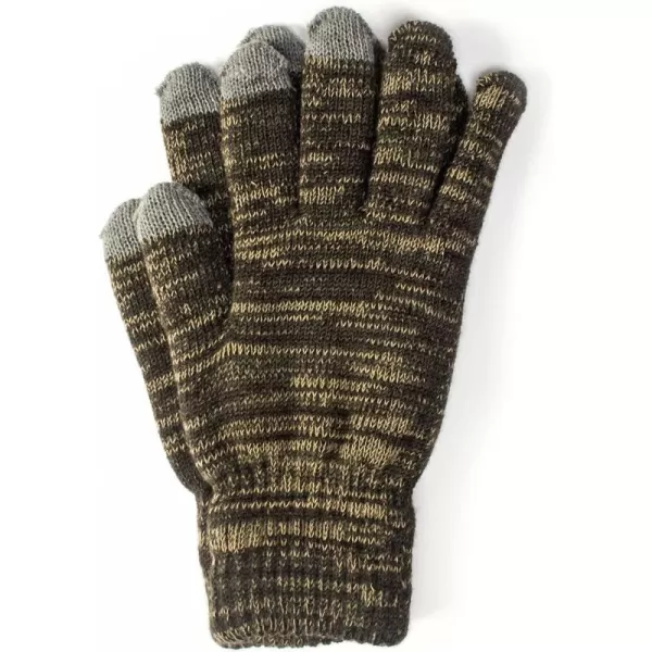 Quietwear Mens 2 Layer Knit Glove with Texting FingersAdventure Brown