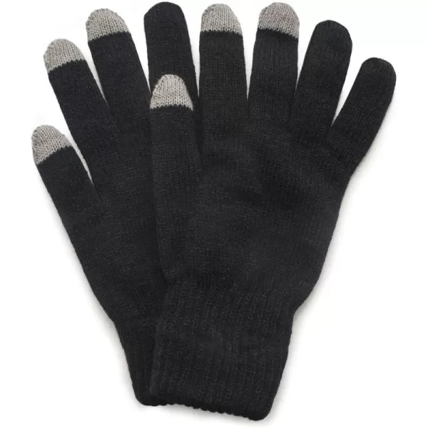 Quietwear Mens 2 Layer Knit Glove with Texting FingersBlack