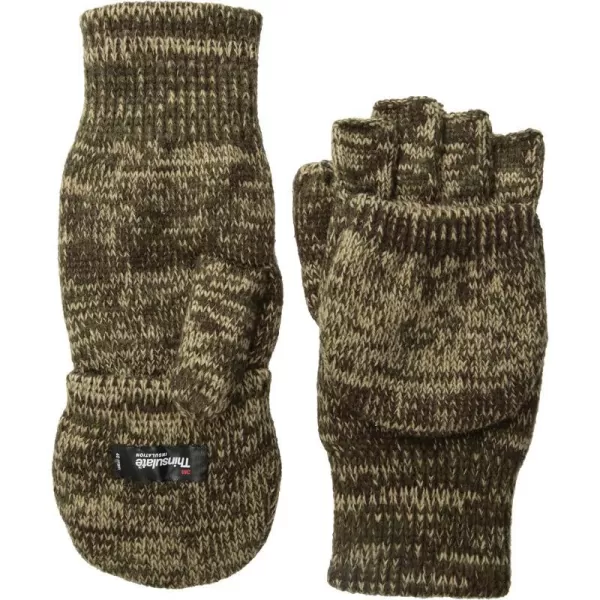 Quietwear mens Knit Flip Gloves With 40 Gr ThinsulateAdventure Brown