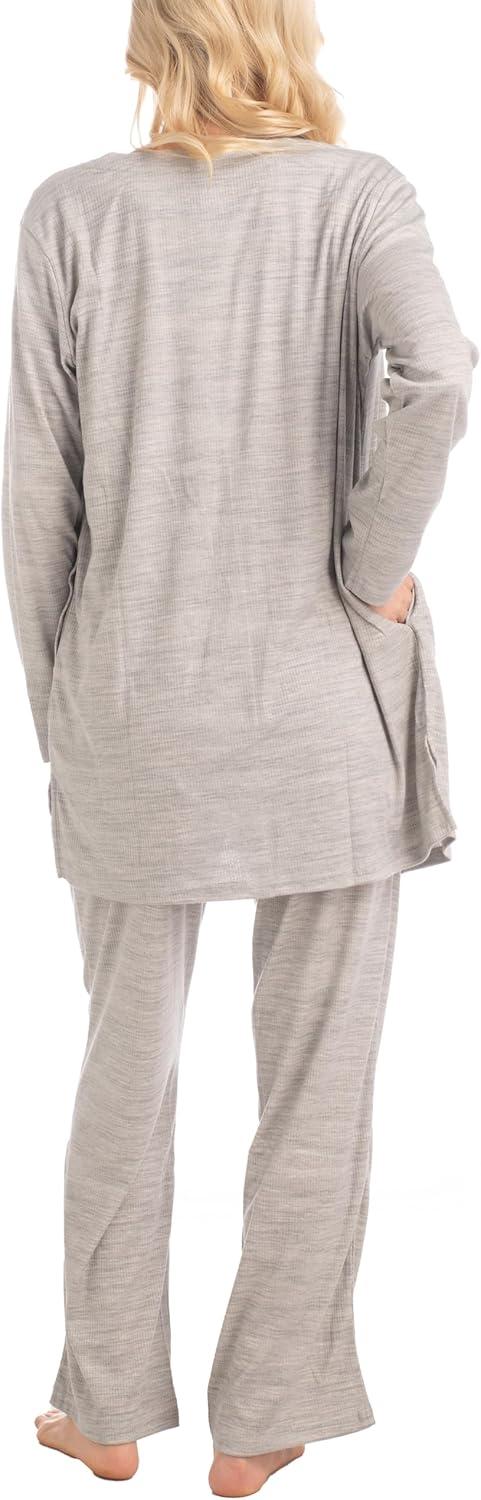 imageMUK LUKS 3 Piece Womens Pajamas  Anything Sleep and Lounge Set Matching Long Sleeve Cardigan Conjunto de PijamaGreyCotton Candy