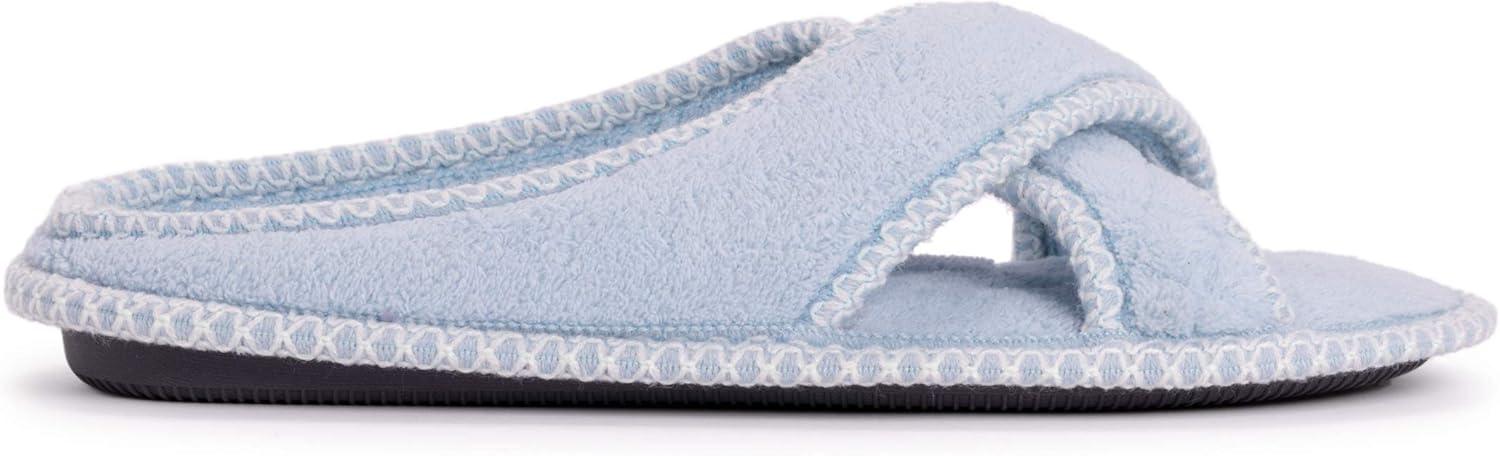 imageMUK LUKS womens Ada Chenille Crossband Slippers  Daisy WhiteSlipperFreesia Blue