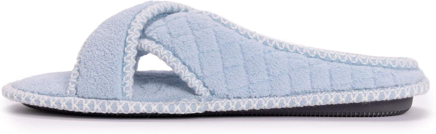 imageMUK LUKS womens Ada Chenille Crossband Slippers  Daisy WhiteSlipperFreesia Blue