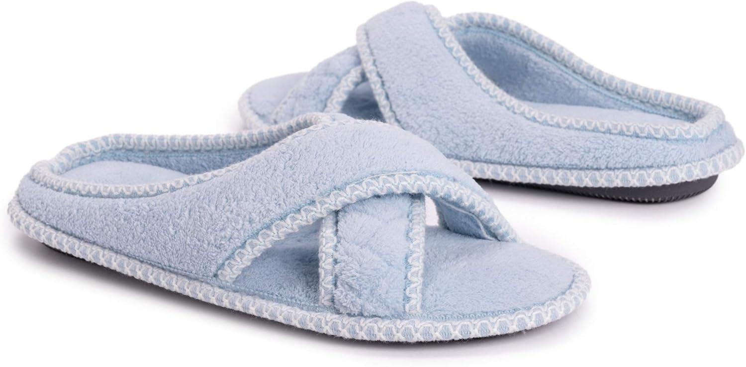 imageMUK LUKS womens Ada Chenille Crossband Slippers  Daisy WhiteSlipperFreesia Blue