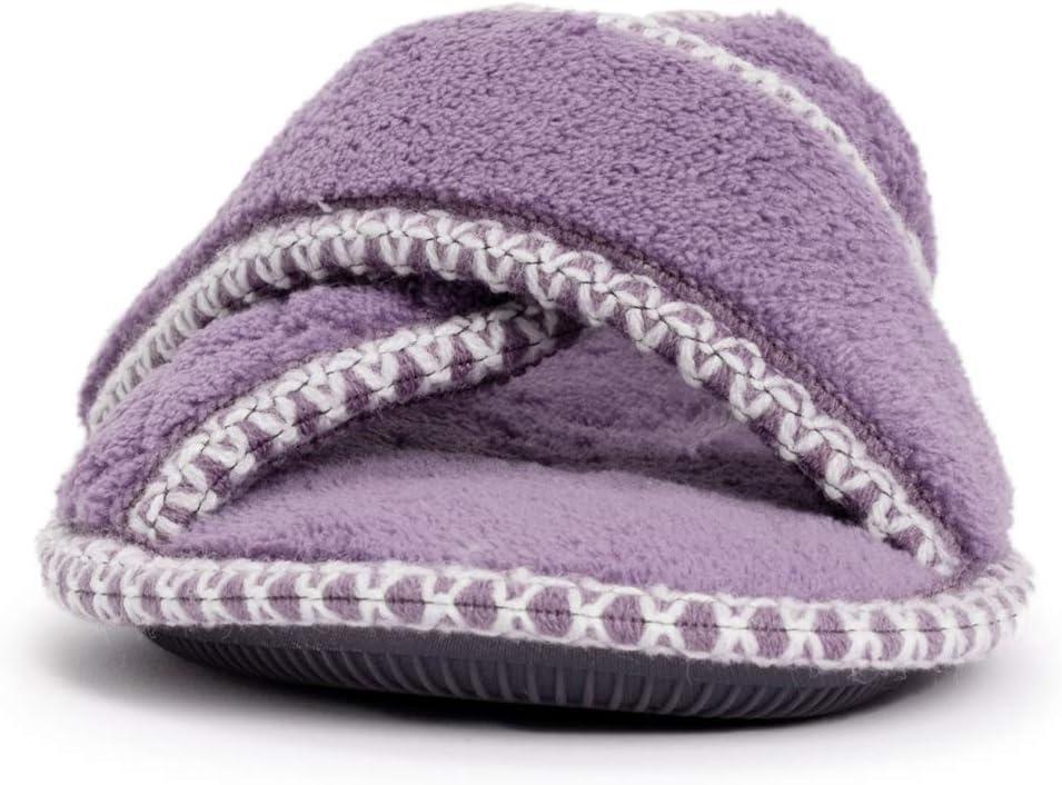 imageMUK LUKS womens Ada Chenille Crossband Slippers  Daisy WhiteSlipperLilac