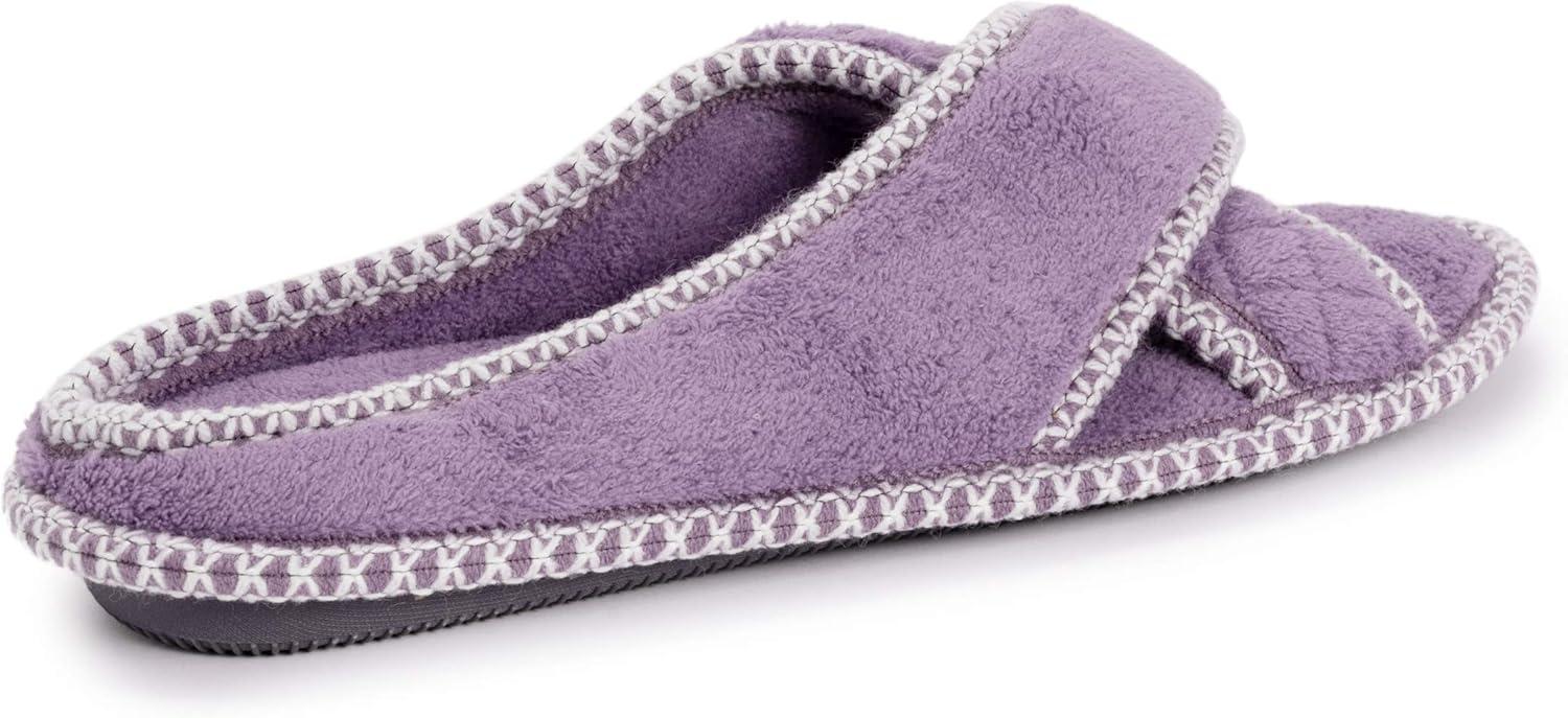 imageMUK LUKS womens Ada Chenille Crossband Slippers  Daisy WhiteSlipperLilac