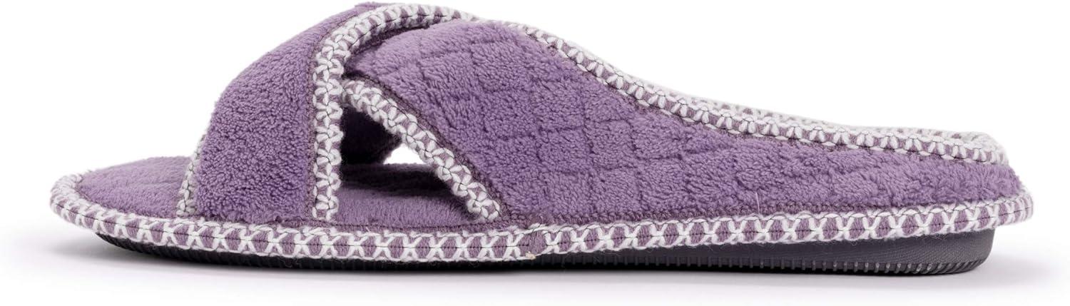 imageMUK LUKS womens Ada Chenille Crossband Slippers  Daisy WhiteSlipperLilac