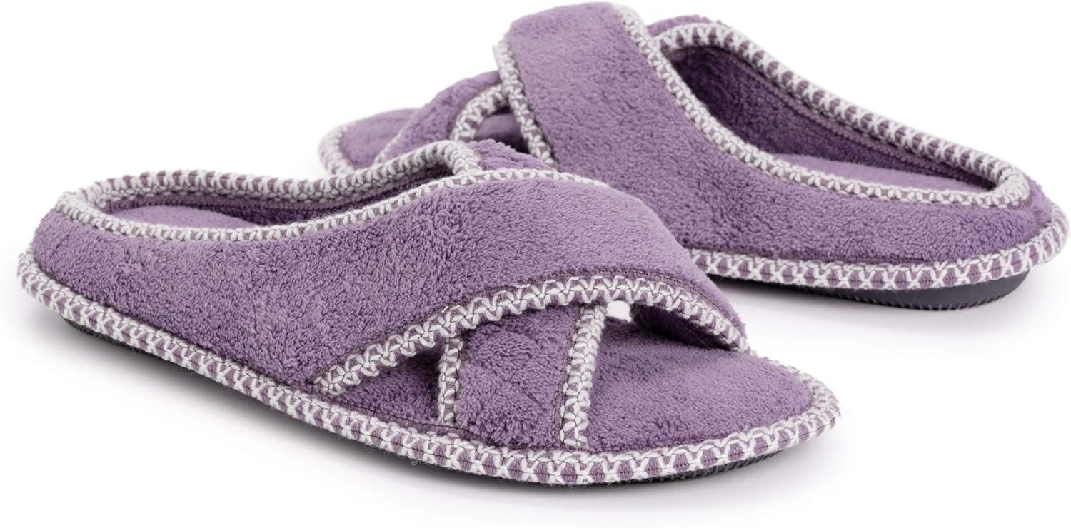 imageMUK LUKS womens Ada Chenille Crossband Slippers  Daisy WhiteSlipperLilac