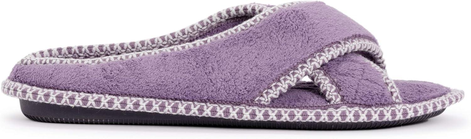 imageMUK LUKS womens Ada Chenille Crossband Slippers  Daisy WhiteSlipperLilac